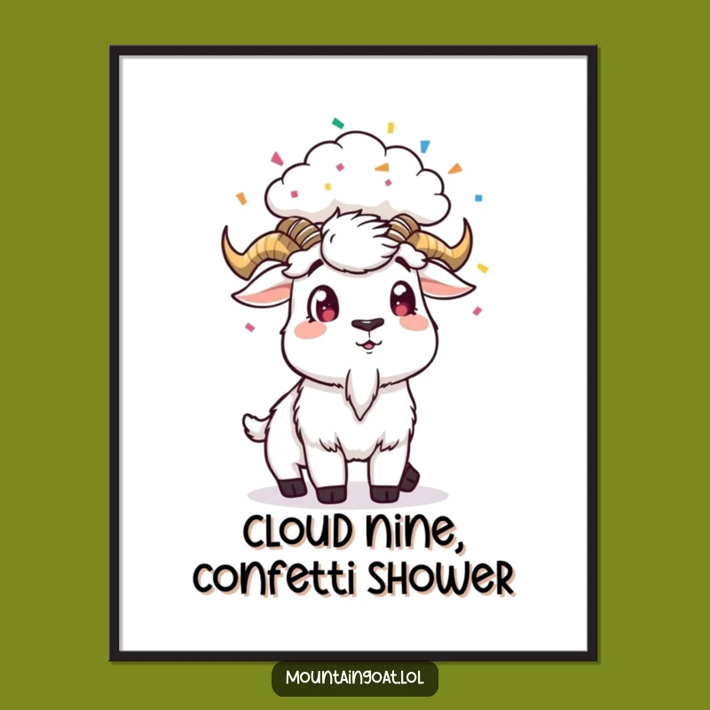 Free Printable Wall Art: Confetti Cloud Goat Surprise! Quirky Downloadable Decor.