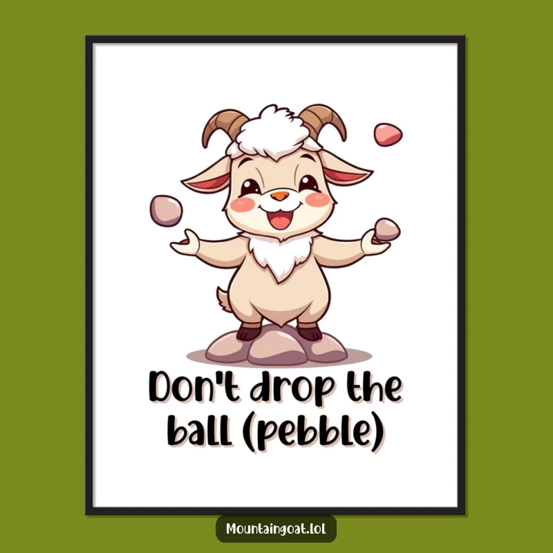 Free Printable Wall Art: Juggling Goat Pebbles, Funny Whimsical Downloadable Decor