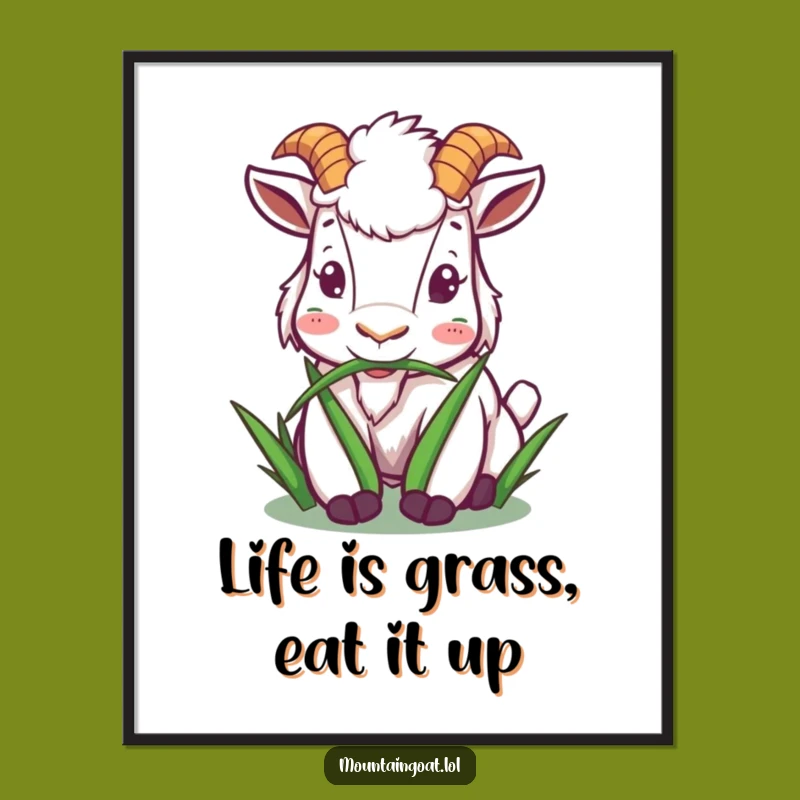 Free Printable Funny Goat Munching Wall Art - Calm Downloadable Decor