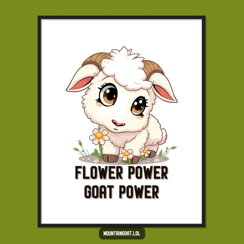 Free Printable Kawaii Goat Wall Art - Funny Sniffing Downloadable Decor