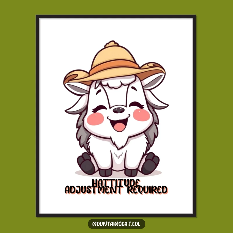 Free Printable Wall Art Decor: Laughing Goat in Hat, Humorous Downloadable Art Gift