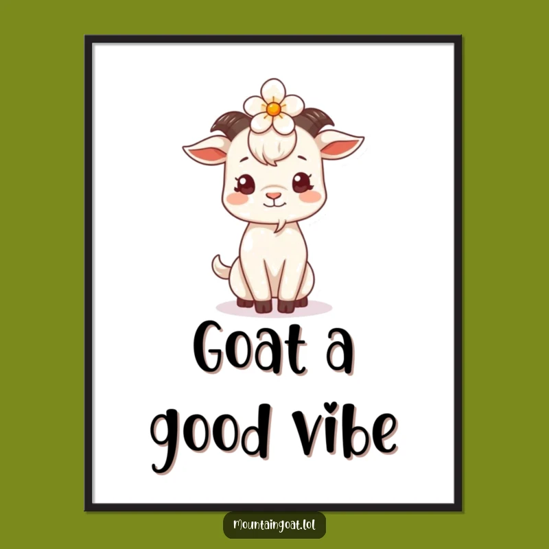 Free Printable Wall Art: Funny Goat Balancing Flower, Quirky Downloadable Art for Home Decor