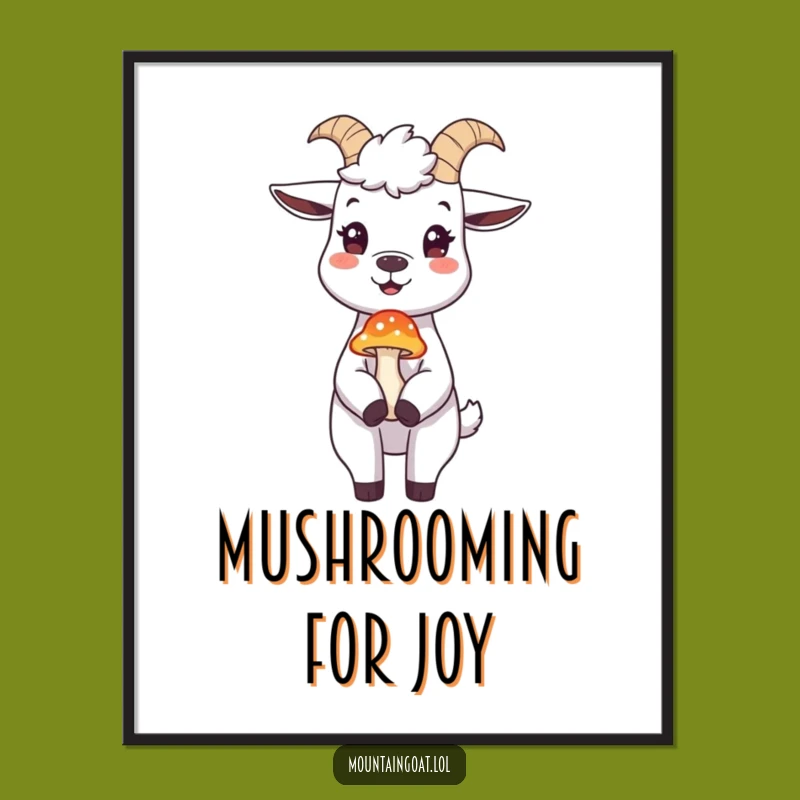 Free Printable Wall Art: Funny Goat Mushroom Balance - Hilarious Downloadable Decor!