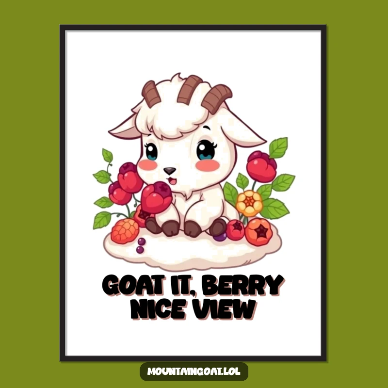 Funny Free Printable Wall Art: Happy Berry Goat - Quirky Downloadable Decor!