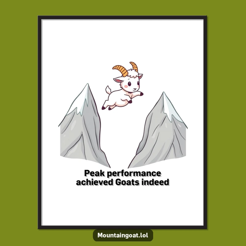 Funny Free Printable Wall Art: Kawaii Goat Leaping - Hilarious Downloadable Decor