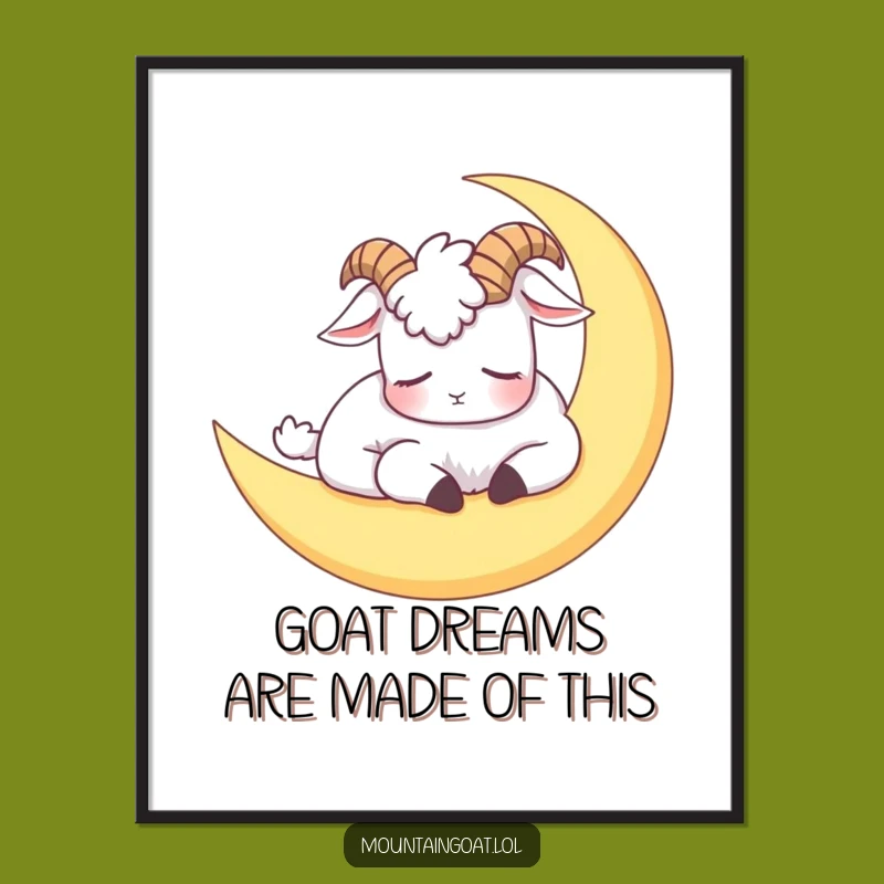 Funny Free Printable Wall Art: Sleepy Goat Moon Nap Downloadable Decor