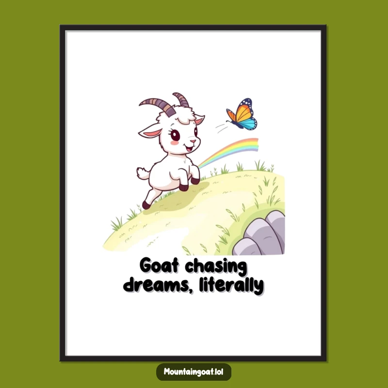 Free Printable Mountain Goat Wall Art: Hilarious Rainbow Chase Decor