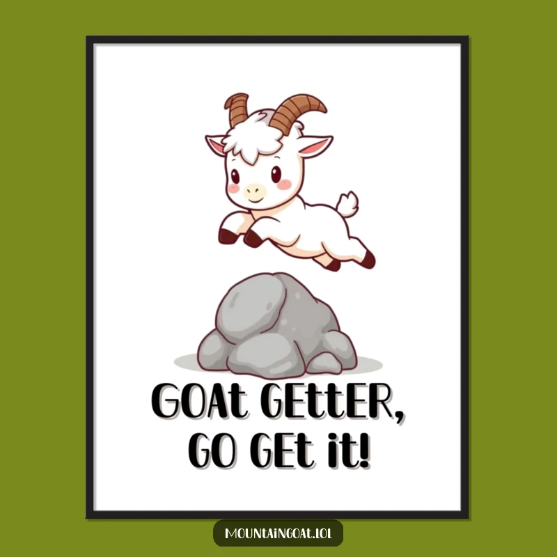 Kawaii Mountain Goat Leap Cute Free Printable Wall Art Decor