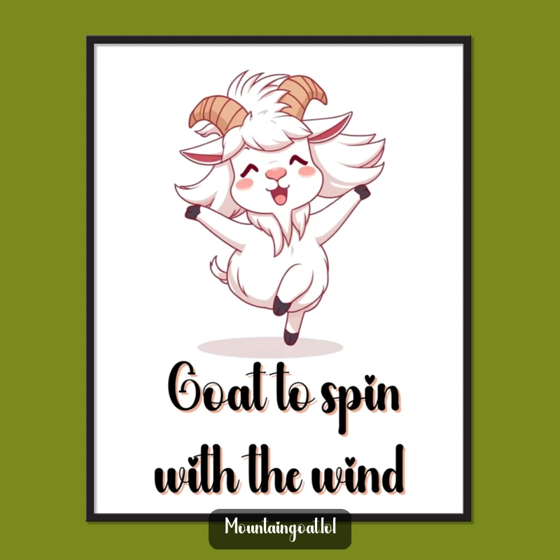Free Printable Funny Spinning Goat Wall Art - Dynamic Downloadable Decor