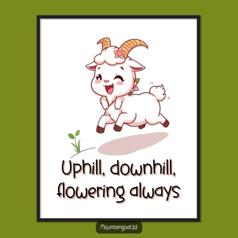 Joyful Free Printable Goat Wall Art - Whimsical Floral Skipping Decor