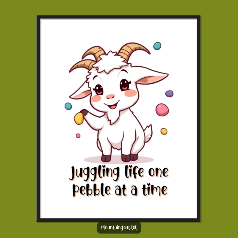 Free Printable Wall Art: Silly Juggling Goat, Quirky Downloadable Decor, Humorous Art