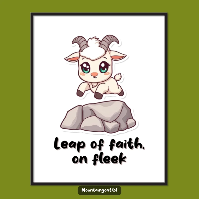 Free Printable Kawaii Goat Wall Art: Funny Leaping Character Downloadable Decor