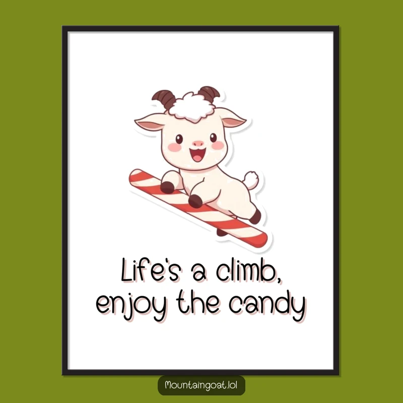 Free Printable Wall Art: Kawaii Goat Leaping, Funny Downloadable Art for Your Space