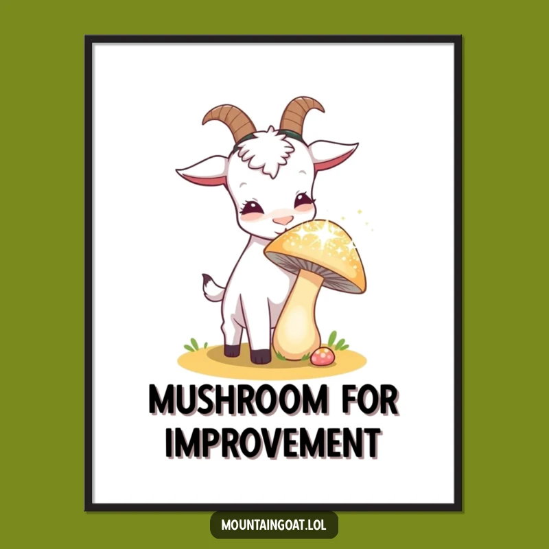 Free Printable Wall Art: Goat and the Giant Mushroom - Whimsical Downloadable Decor