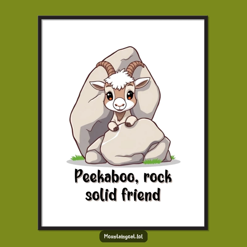 Curious Free Printable Goat Wall Art - Peeking Animal Downloadable Decor