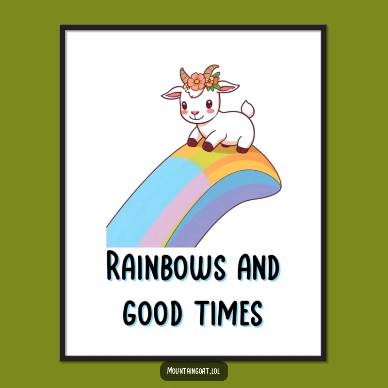 Free Printable Wall Art: Rainbow Goat Slide - Joyful Downloadable Decor
