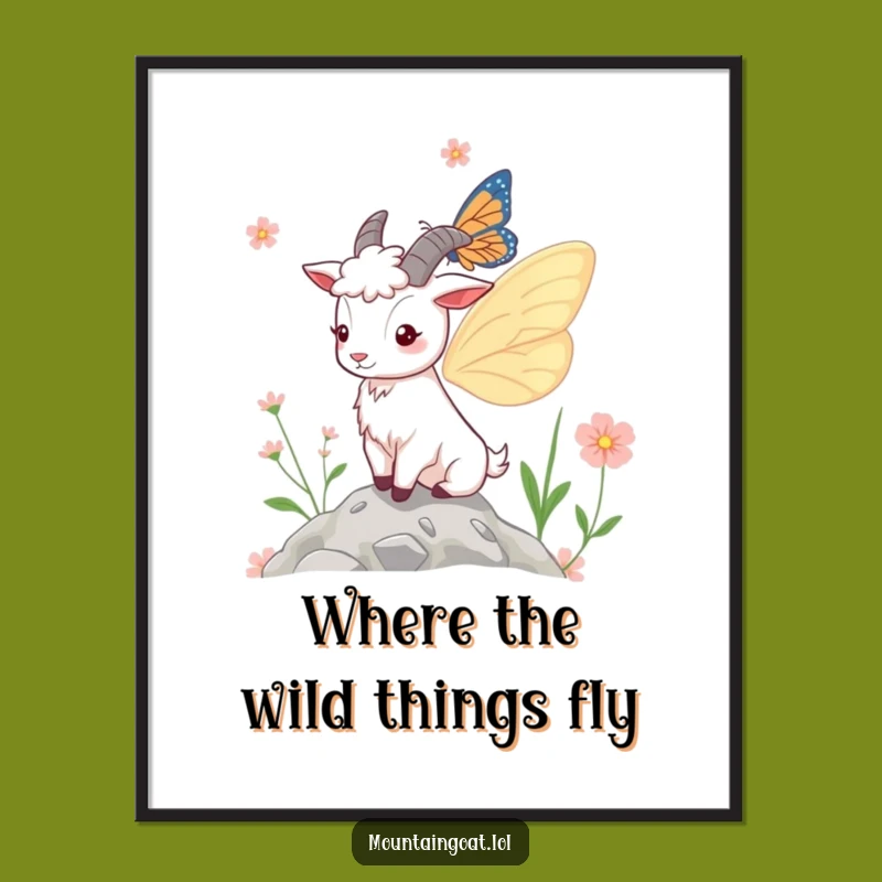 Free Printable Mountain Goat Butterfly Wall Art: Funny Downloadable Art for Your Space