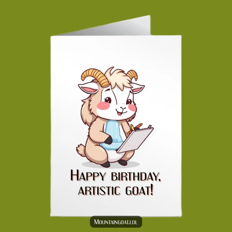 Artistic Goat Free Printable Birthday Card - Creative Downloadable Gift