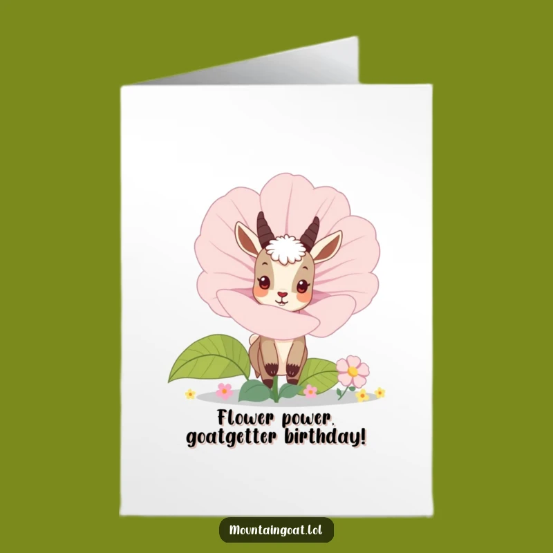 Free Printable Birthday Card: Curious Goat Peeking, Funny Downloadable Greeting for Him or Her