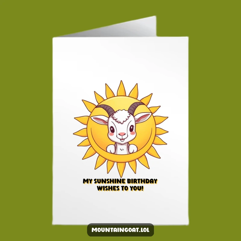 Free Printable Birthday Card: Peek-a-Boo Goat Sun, Cheerful Downloadable Gift for Smiles