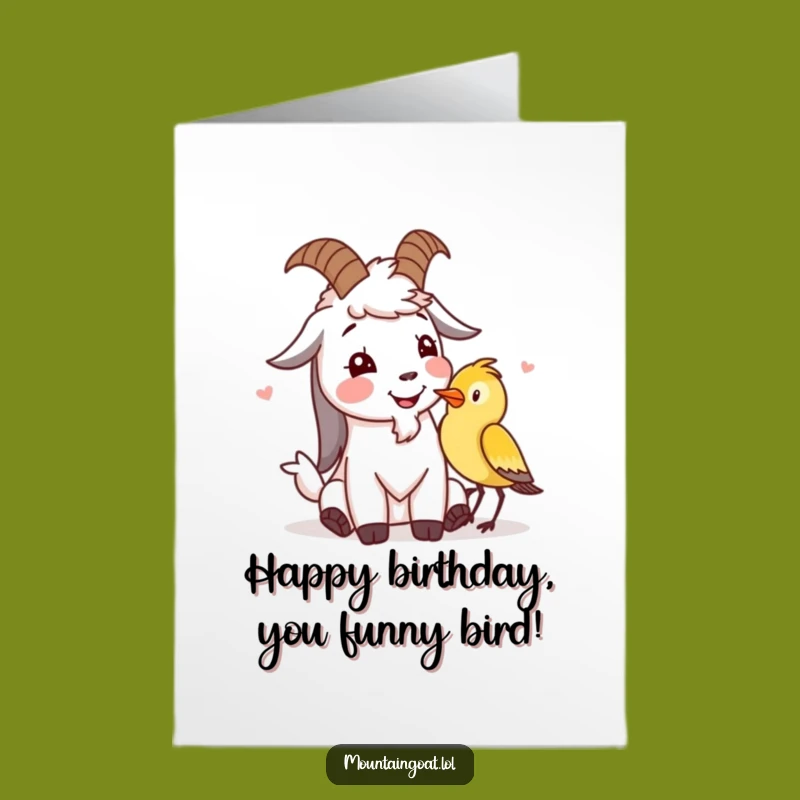 Free Printable Funny Goat & Bird Birthday Card - Joyful Downloadable Gift