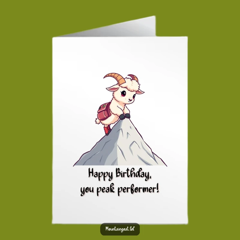 Free Printable Mountain Goat Birthday Card: Kawaii Boots Peak Downloadable