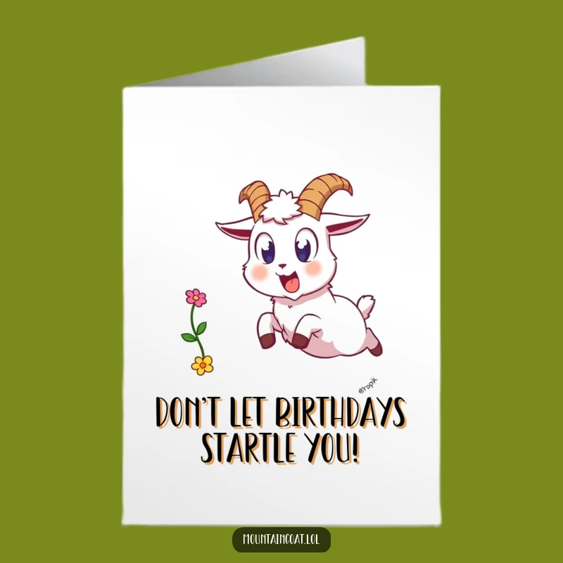 Free Printable Startled Goat Birthday Card: Funny Flower Drop Greeting