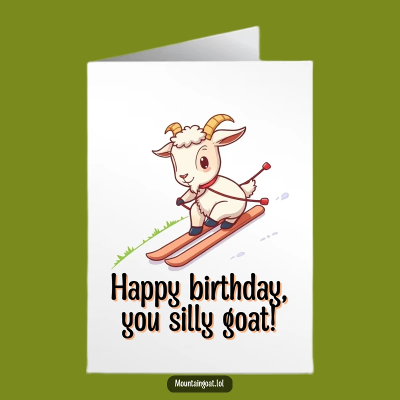 Free Printable Birthday Card: Awkward Ski Goat Fun, Hilarious Downloadable Gift for Laughs