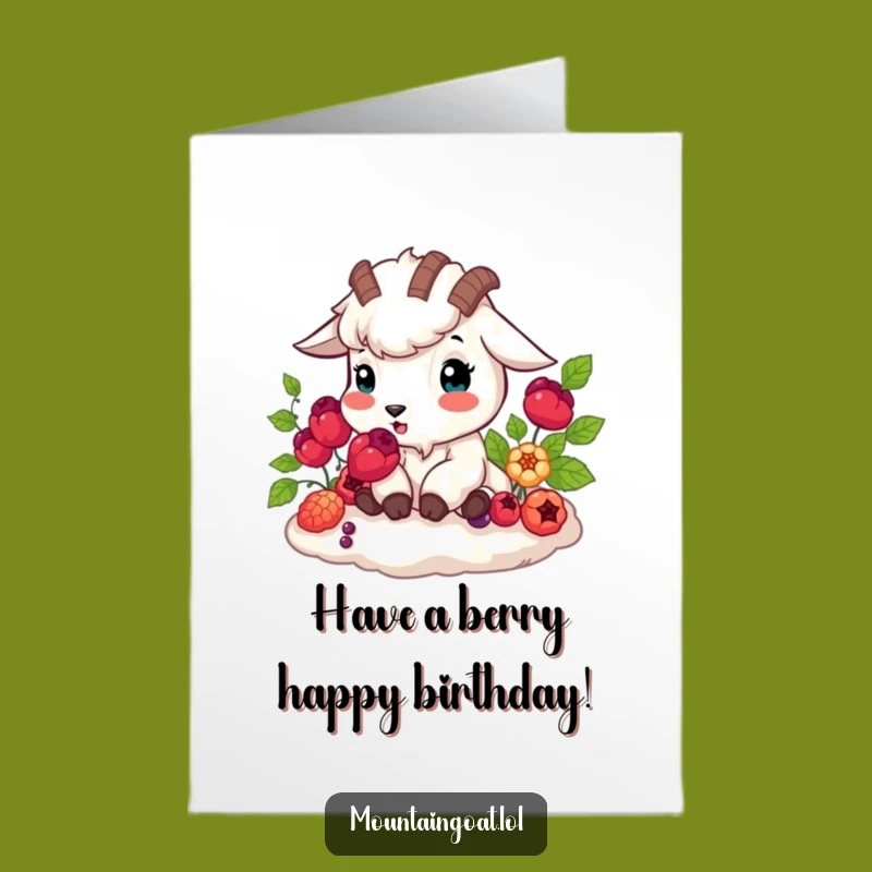 Free Printable Birthday Card: Happy Berry Goat - Downloadable Gift Delight!