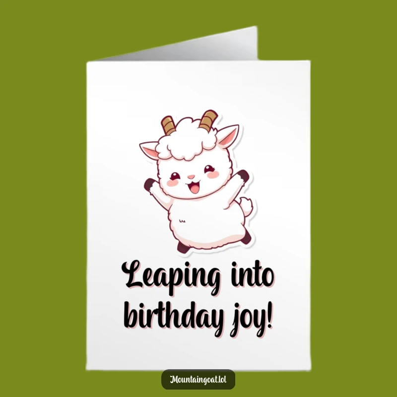 Free Printable Birthday Card: Joyful Goat Leap - Funny Celebration Downloadable Gift