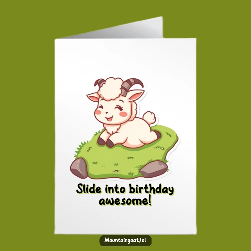 Sliding Goat Birthday Card - Fun Free Printable