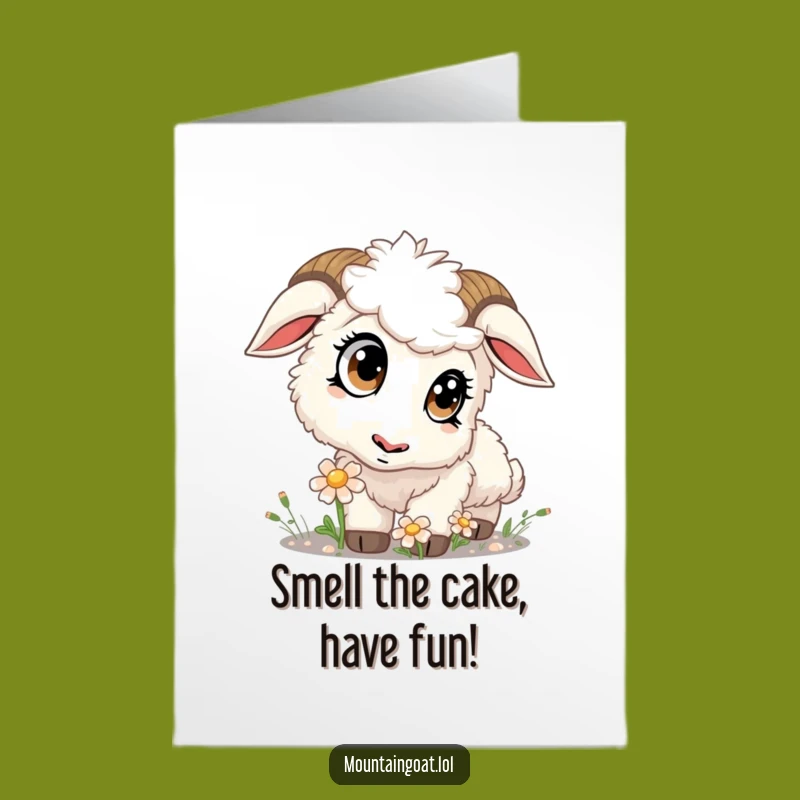 Free Printable Kawaii Goat Birthday Card - Funny Sniffing Downloadable Gift