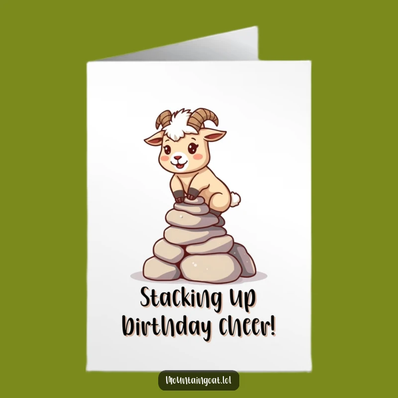 Free Printable Kawaii Goat Birthday Card: Funny Balancing Downloadable Gift for Achievers