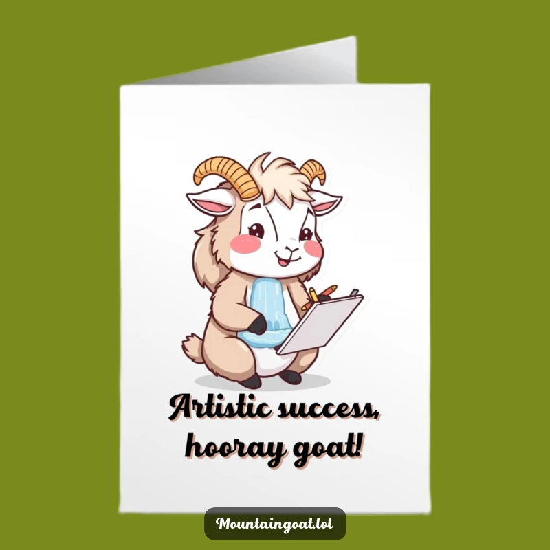 Sketching Goat Free Printable Congrats Card - Artistic Downloadable