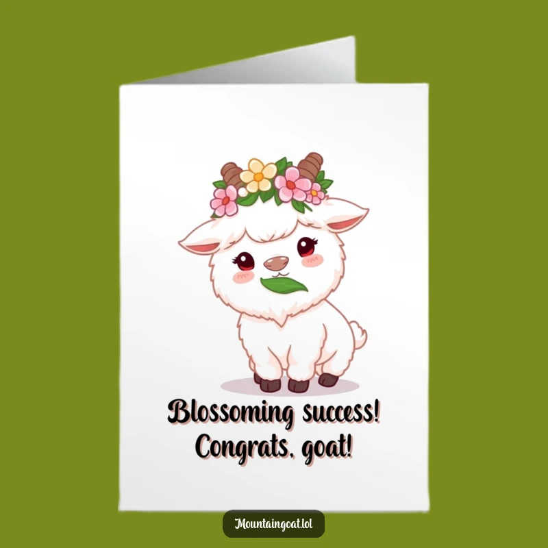 Free Printable Flower Goat Congrats Card: Humorous Achievement Munch Download