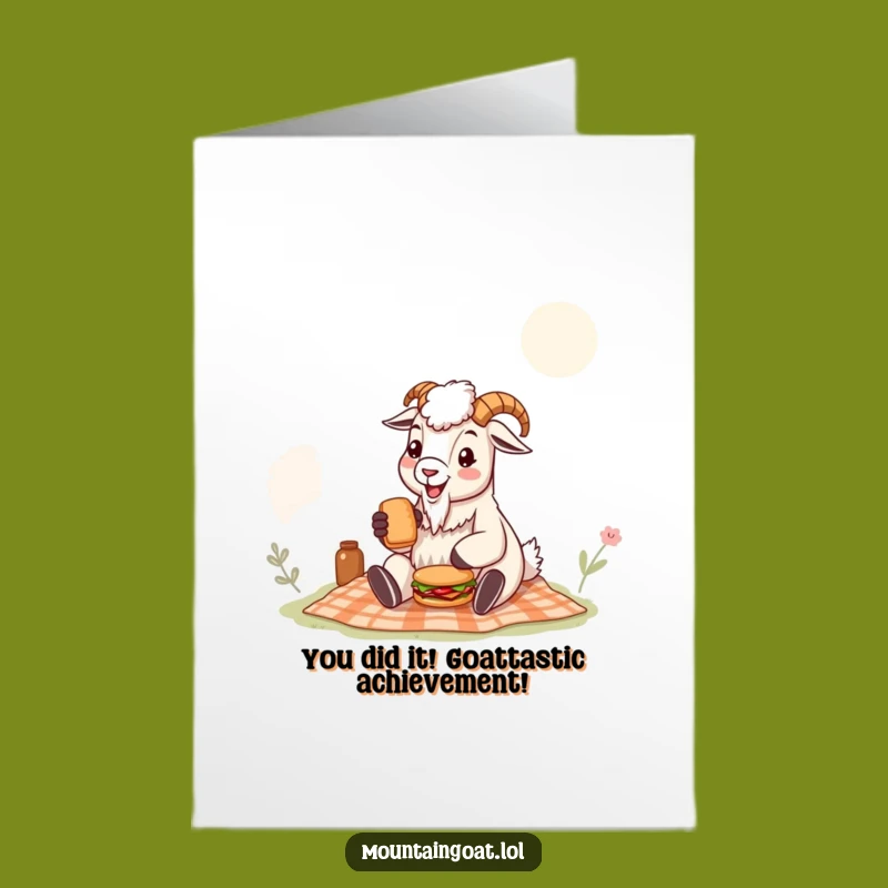Free Printable Congrats Card: Goat Picnic Sandwich Celebration Downloadable Gift