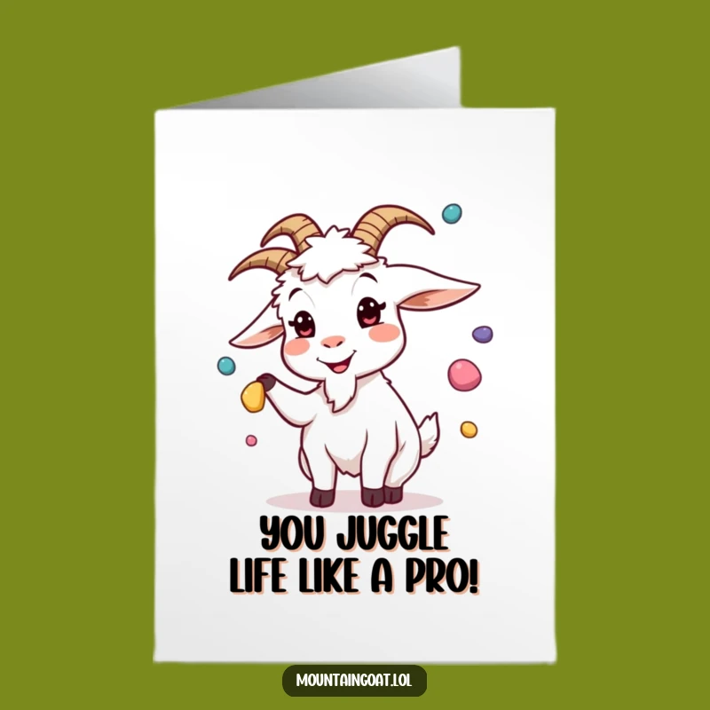 Free Printable Congrats Card: Juggling Goat Achievement, Whimsical Downloadable Celebration Gift