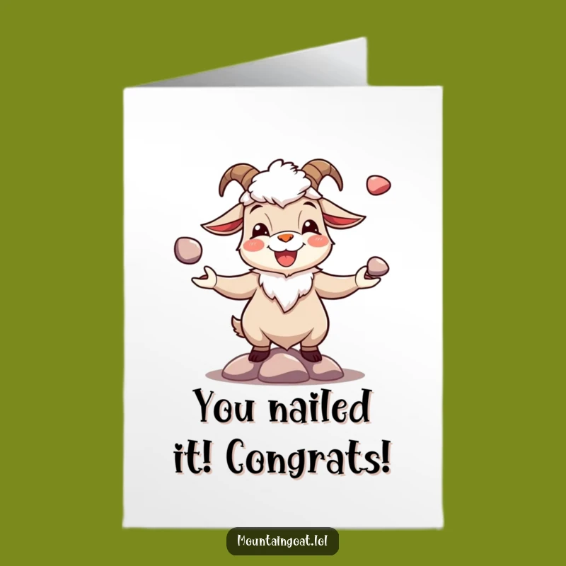 Free Printable Congrats Card: Juggling Goat Pebbles, Funny Downloadable for Achievements