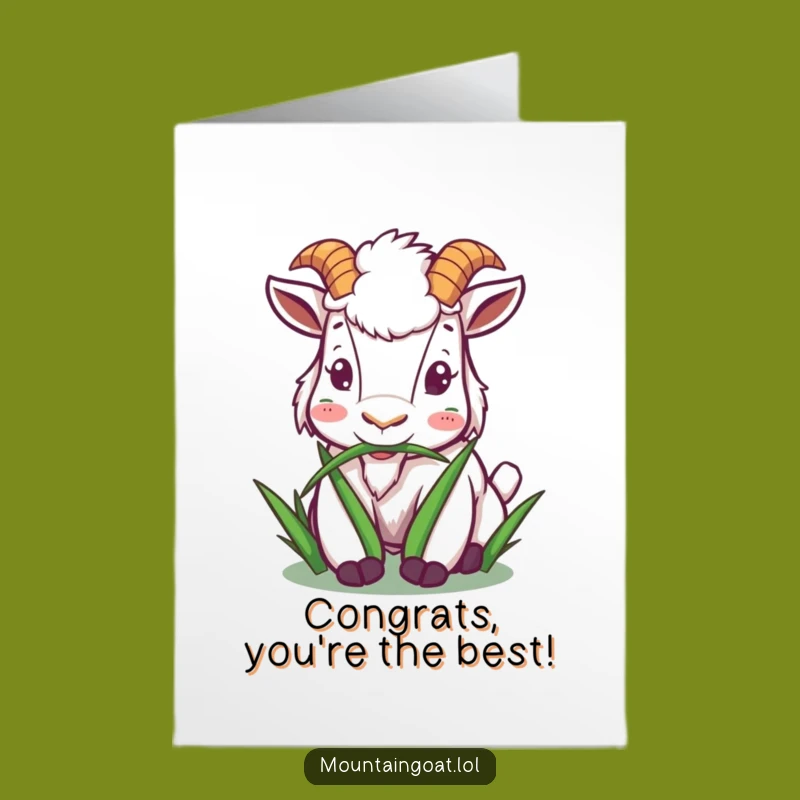 Free Printable Goat Munching Congrats Card - Joyful Downloadable Art