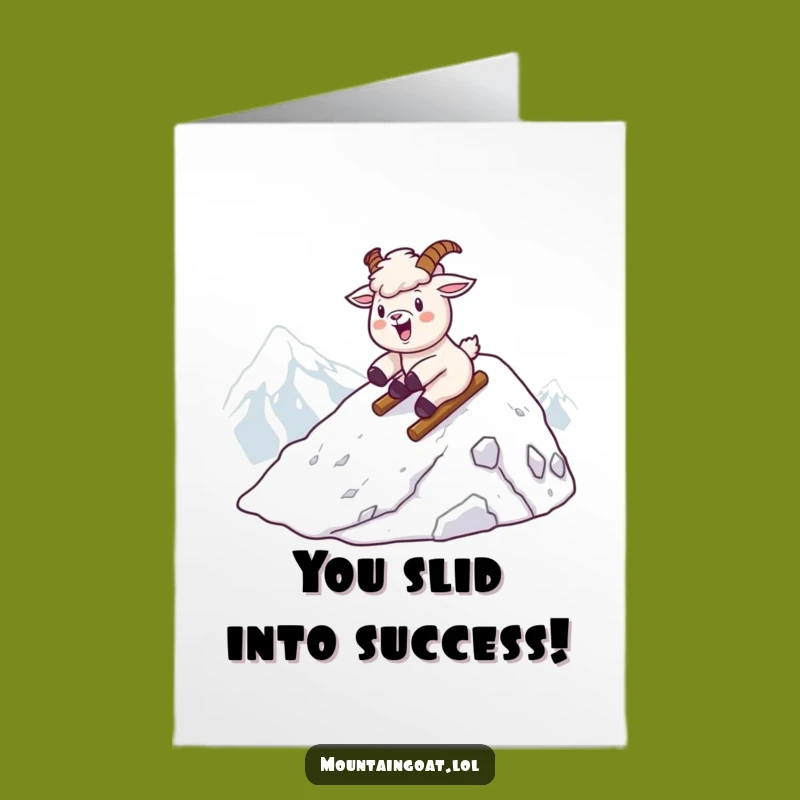 Free Printable Kawaii Goat Congrats Card: Funny Sliding Downloadable Gift for Achievements