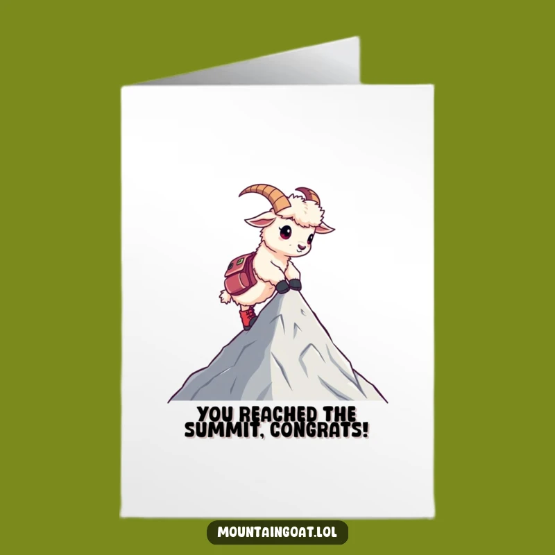 Free Printable Mountain Goat Congrats Card: Kawaii Boots Peak Achievement