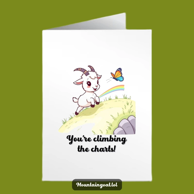 Free Printable Mountain Goat Congrats Card: Rainbow Chase Hilarious Greeting
