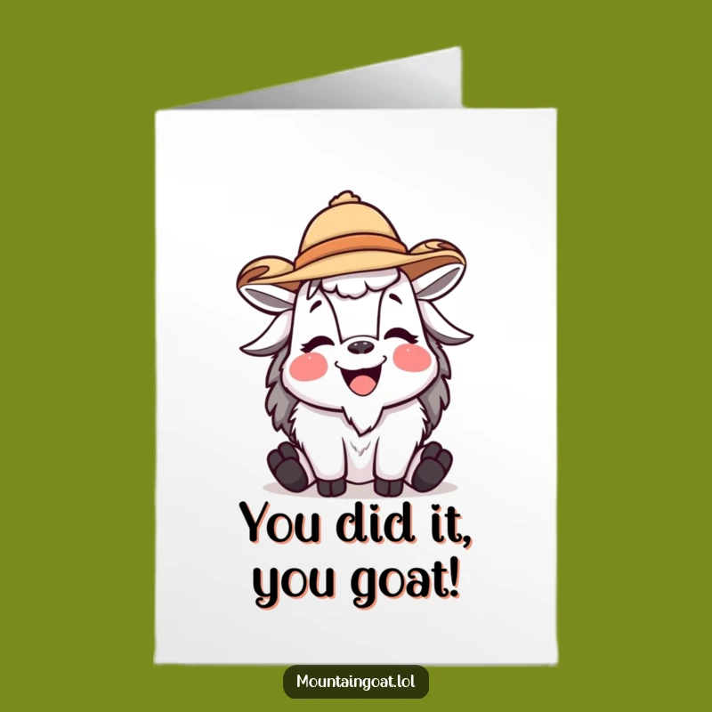 Free Printable Congrats Card: Hilarious Goat in Hat, Downloadable DIY Congratulation Gift