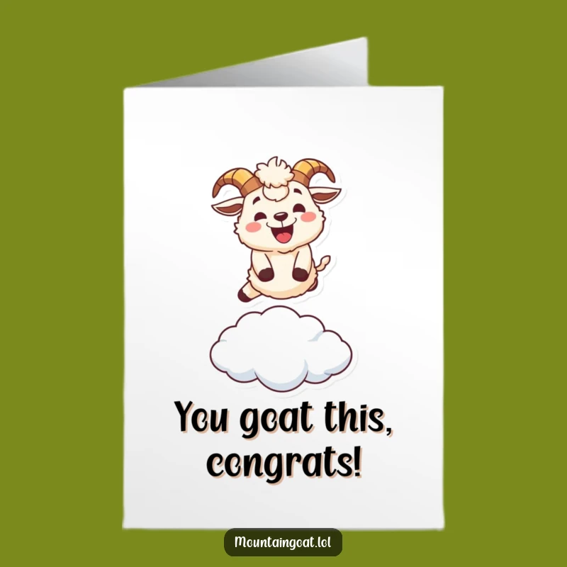 Free Printable Goat Cloud Leap Congrats Card: Funny Downloadable Gift for Sky-High Achievements