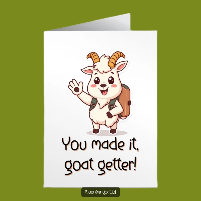 Free Printable Waving Goat Congrats Card - Welcoming Downloadable Gift!