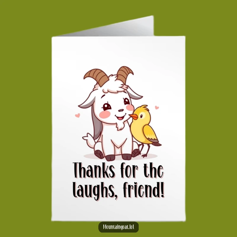 Free Printable Goat & Bird Thank You Card - Humorous DIY Downloadable
