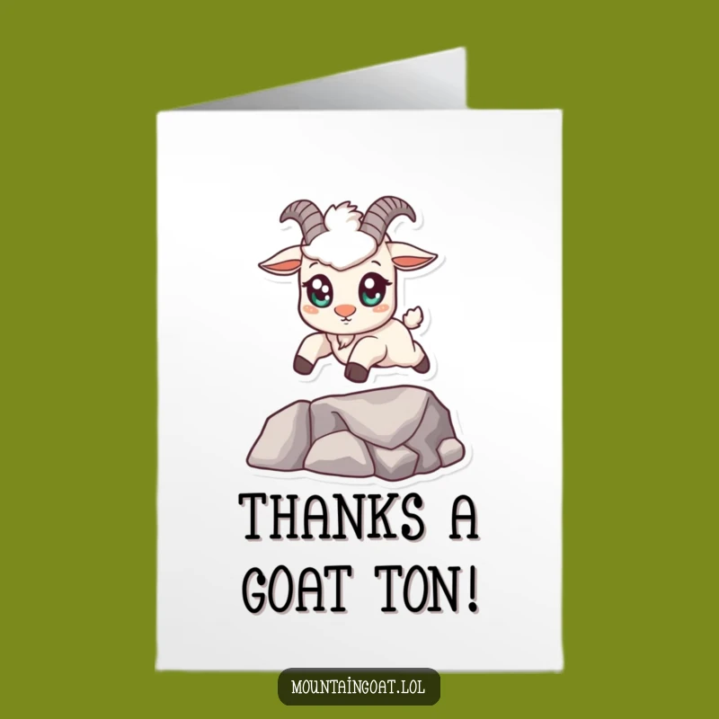 Free Printable Kawaii Goat Thank You Card: Funny Leap of Gratitude Download