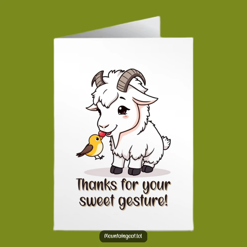 Free Printable Thank You Card: Goat Shares Berry! Kind Funny Downloadable Gift.