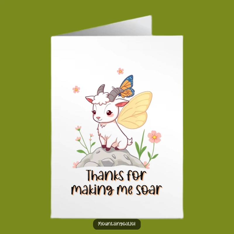 Free Printable Thank You Card: Whimsical Goat Butterfly for Grateful Notes