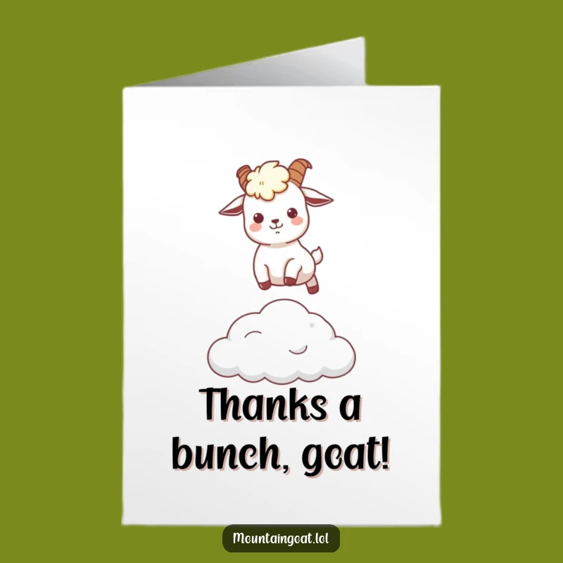 Free Printable Kawaii Goat Thank You Card: Funny Leaping Downloadable Gift of Gratitude